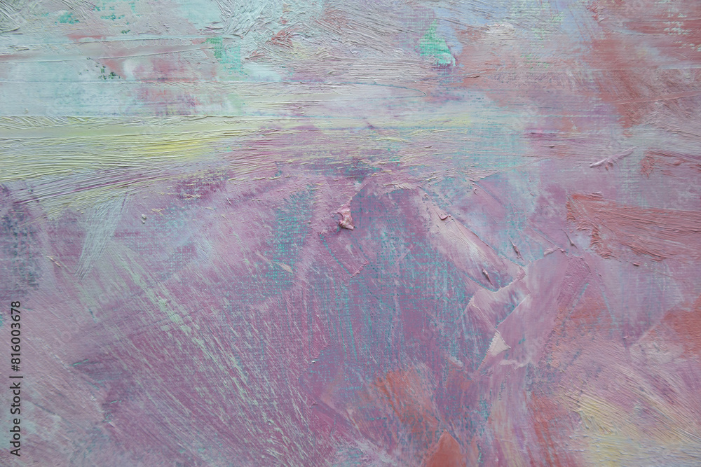 Fototapeta premium Abstract decorative background. Original painting fictional landscape. Grunge shades of pink texture.