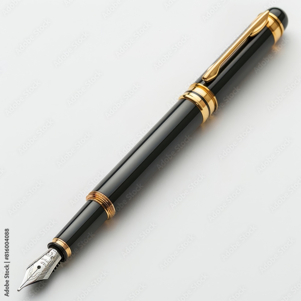 a pen with a gold trim sitting on a white surface a pen with a gold trim sitting on a white surface