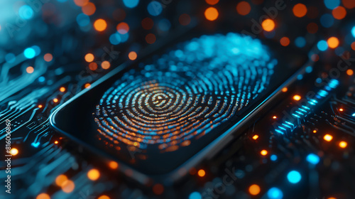abstract background fingerprint with blurred on background, cyber security concept, technology for data security system,