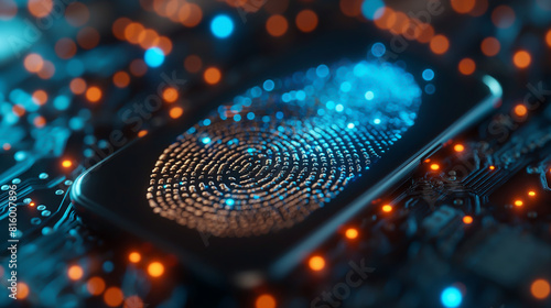 abstract background fingerprint with blurred on background, cyber security concept, technology for data security system,
