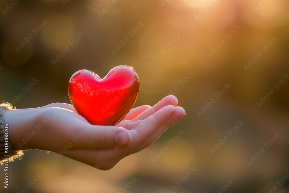Kid holding red heart in hands. Love, help, donation, charity, gratitude, appreciate, giving Tuesday, world heart day concept Kid holding red heart in hands. Love, help, donation, charity, gratitude, appreciate, giving Tuesday, world heart day concept