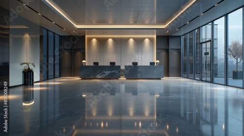 Interior of modern entrance hall in business center.