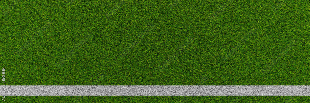 Fototapeta premium Grüner Rasen als Header mit Streifen von Fußballplatz