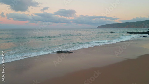 Wallpaper Mural Tranquil ocean landscape aerial view. Twilight painting horizon with pink shades Torontodigital.ca