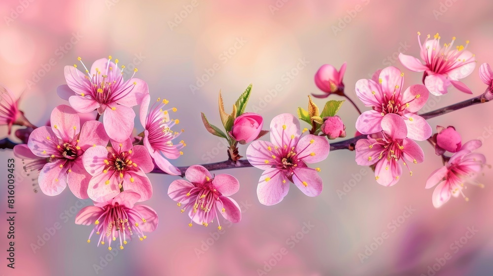 Cherry blossom branch displaying vibrant spring flowers Cherry blossom branch displaying vibrant spring flowers