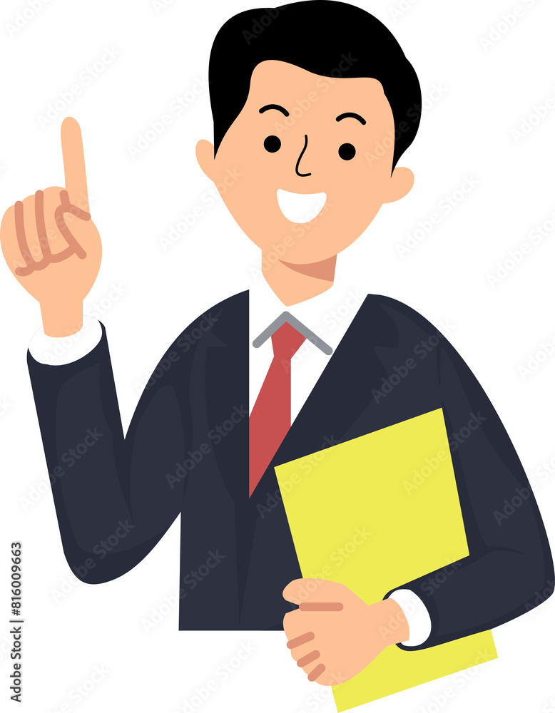 office man standing holding file with hands pointing finger to copy space or advertising concept and announcement office man standing holding file with hands pointing finger to copy space or advertising concept and announcement