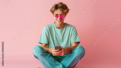 Young Man with Stylish Sunglasses photo