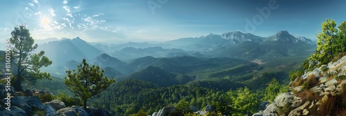 Mountain view and clear sky realistic nature and landscape