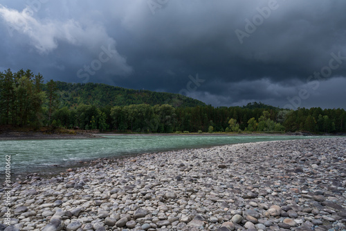 Fast mountain river Katun