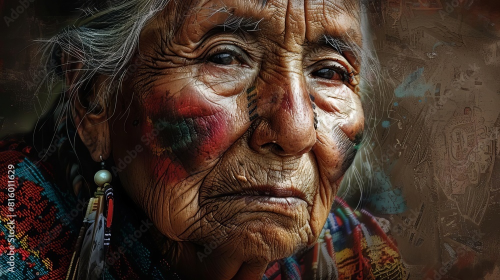 native american wisdom stunning portrait of elderly indigenous woman digital painting native american wisdom stunning portrait of elderly indigenous woman digital painting
