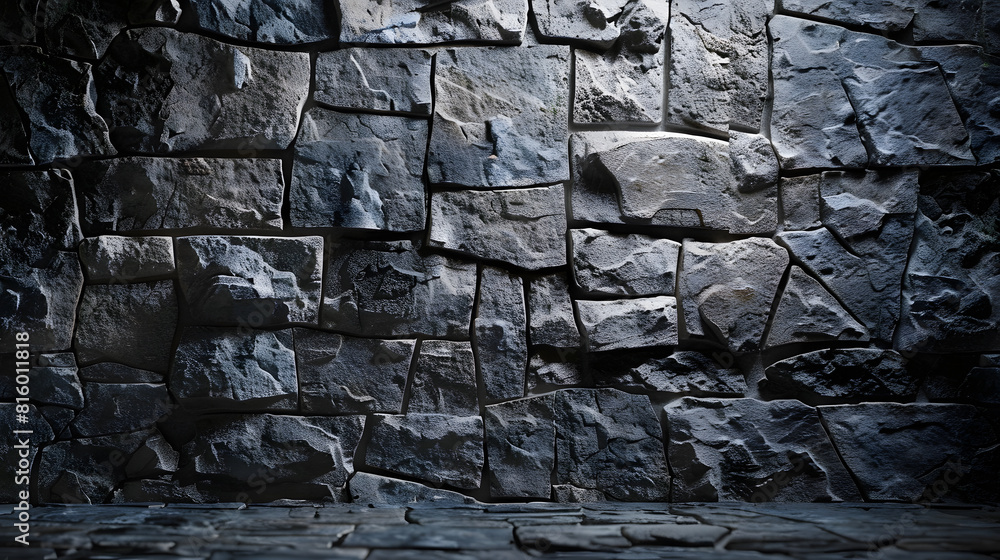 Fototapeta premium Empty Studio Background Stone wall closeup background photo texture : Generative AI