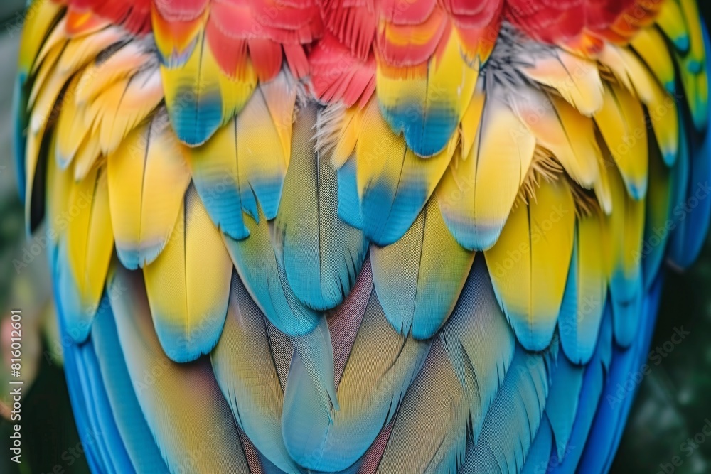 Fototapeta premium Beautiful colorful feather bird texture background.