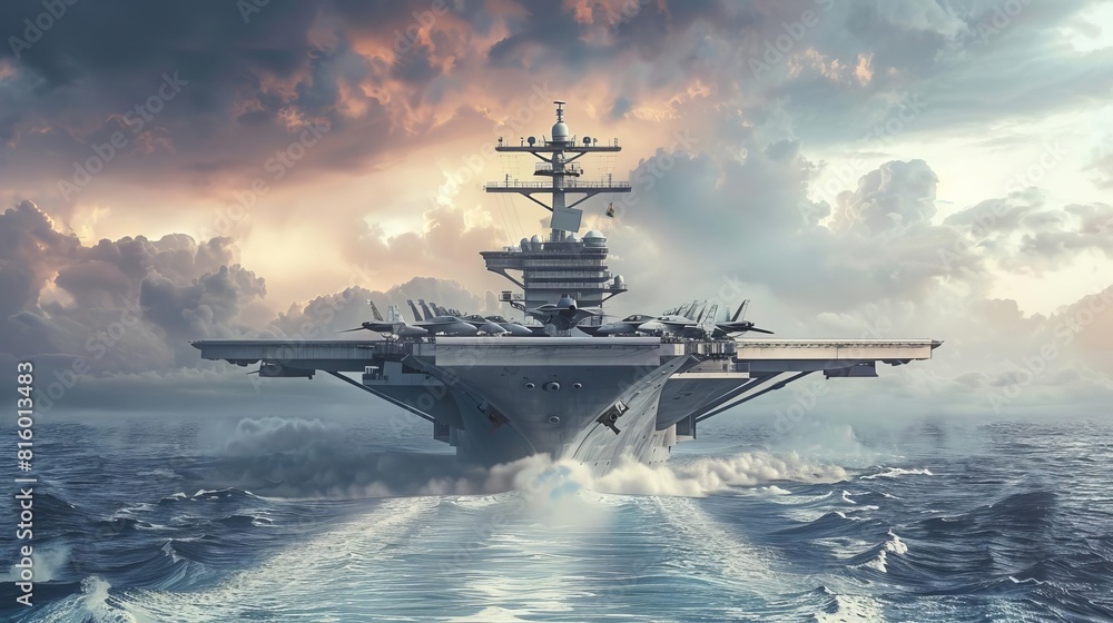 panoramic view of generic military aircraft carrier with fighter jets taking off warzone special operation wide poster design panoramic view of generic military aircraft carrier with fighter jets taking off warzone special operation wide poster design