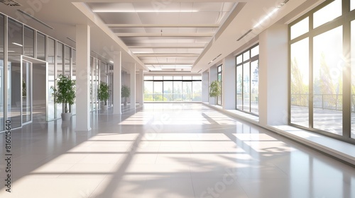 Empty office open space interior. © nikola-master