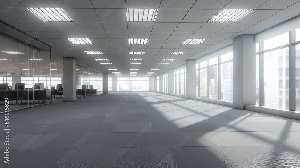 Empty office open space interior. Empty office open space interior.