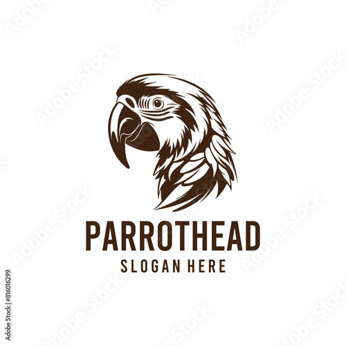 Parrot head, bird logo vector illustration