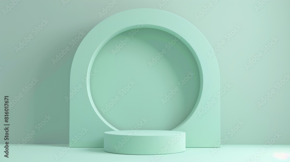 Minimalist green abstract geometric shapes with arch and circle Minimalist green abstract geometric shapes with arch and circle