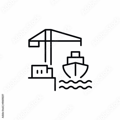 ship cargo crane port icon