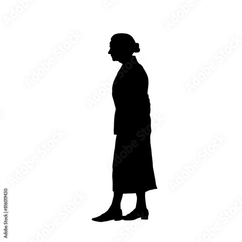 silhouette of old woman walking, old age, senior woman - vector illustration