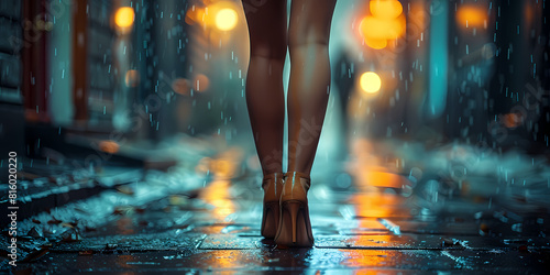 City Lights and Rain: A Night Walk in High Heels
