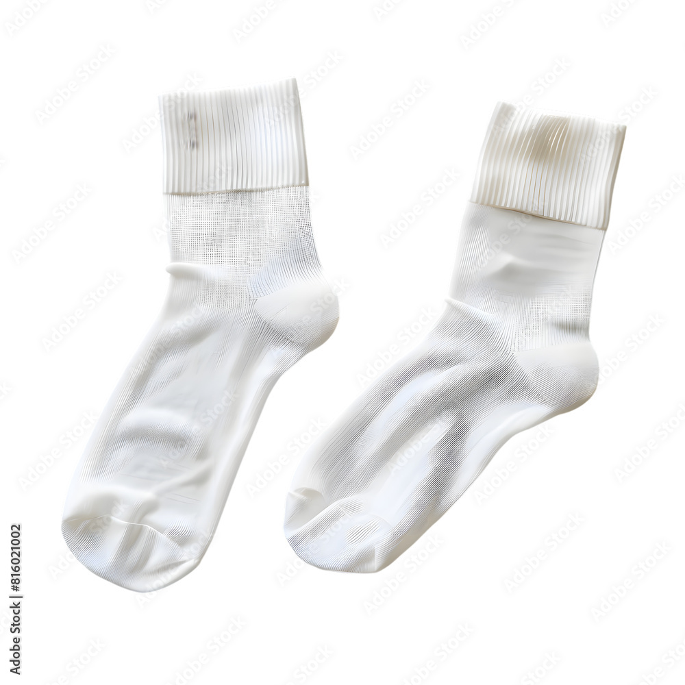 White sport socks, top view, isolated transparent background White sport socks, top view, isolated transparent background