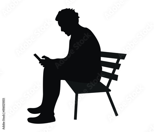 The man sit in park silhouette and vector