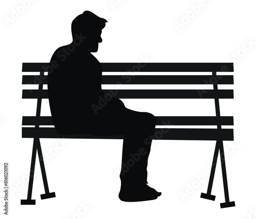 The man sit in park silhouette and vector