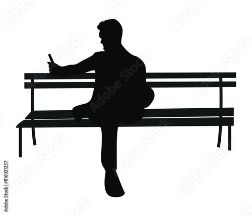 The man sit in park silhouette and vector