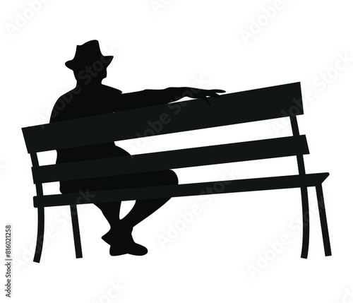 The man sit in park silhouette and vector