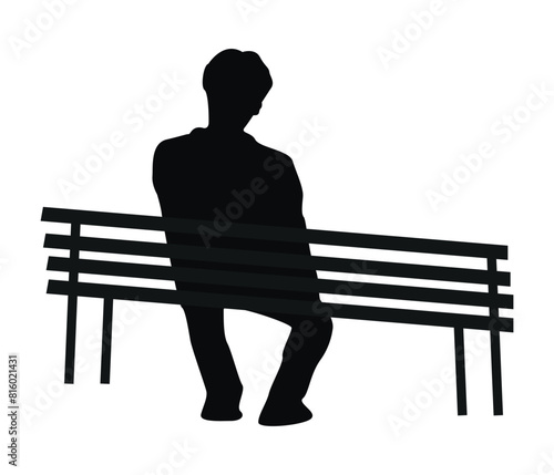 The man sit in park silhouette and vector