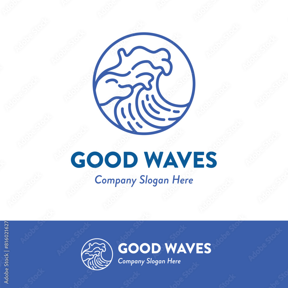 Ocean Waves Surfing Logo Ideas Vector Illustration 5 Ocean Waves Surfing Logo Ideas Vector Illustration 5