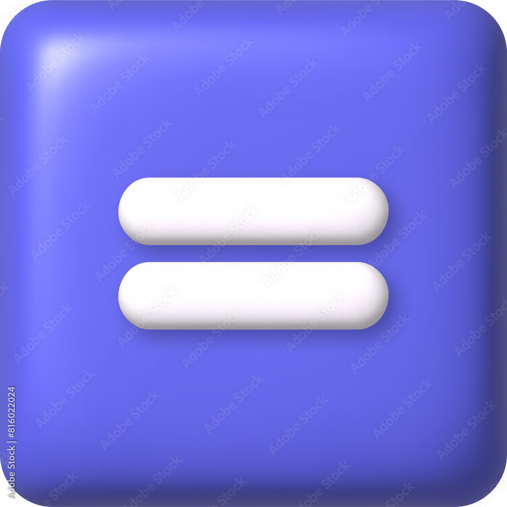 3d infographics icon. Arithmetic equal sign on purple button. PNG illustration. 3d infographics icon. Arithmetic equal sign on purple button. PNG illustration.