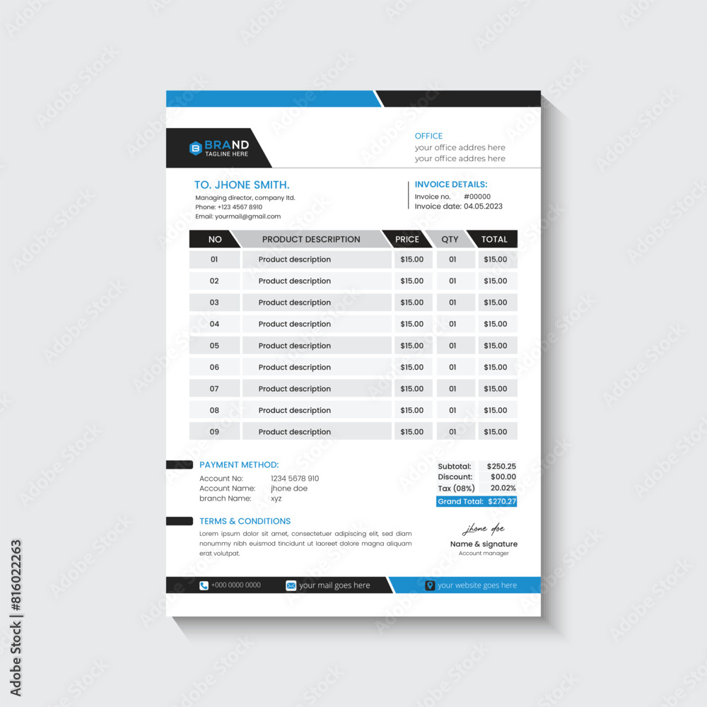 Professional Invoice design Professional Invoice design