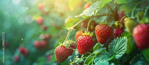 Vibrant Strawberry Garden with Natural Bokeh Showcasing Advanced Farming Techniques in High