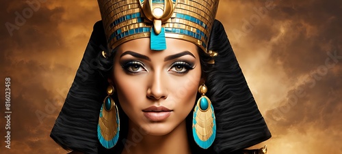  Portrait of an ancient Egyptian goddess. Beautiful young girl with the style of ancient Egypt.  photo