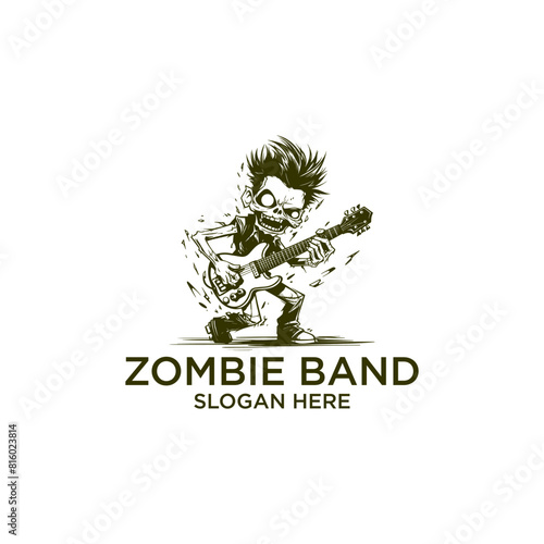 Zombie music logo vector illustration