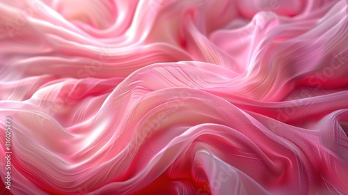 Delicate pink organza chiffon fabric background with swirl creased texture