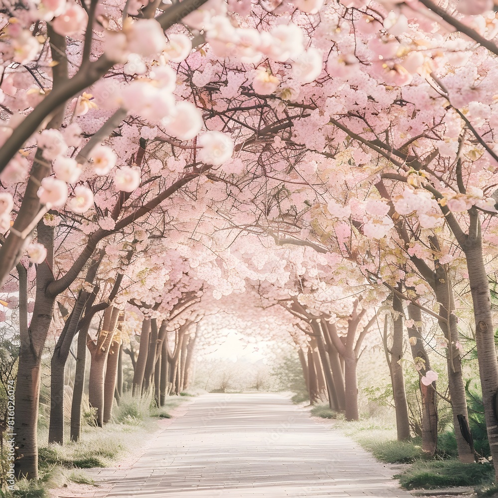 Enchanting Cherry Blossom Tunnel in Springtime Wonderland Enchanting Cherry Blossom Tunnel in Springtime Wonderland