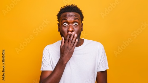 Shocked Man with Hand Over Mouth photo
