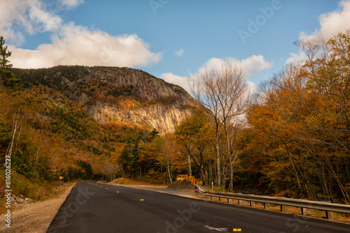 Deserted road in the autumn mountains. Traveling around the USA