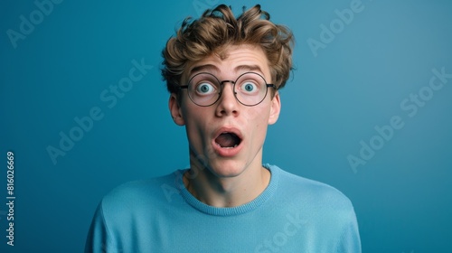 Surprised Young Man with Glasses