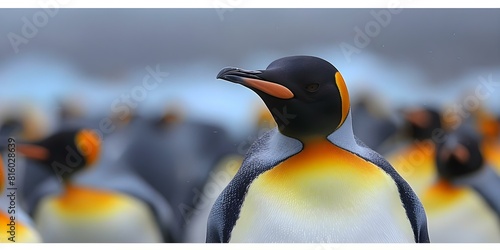 The Falkland Islands are home to a significant population of distinctive King penguins. Concept Wildlife, King Penguins, Falkland Islands, Conservation, Ecosystem photo