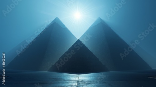 3d Pyramid Forms Illuminated by Soft Ambient Light  Casting Subtle Shadows on the Background