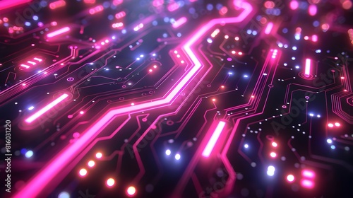 Electric Neon Circuit Board Design for Vibrant Tech and Gadget Displays Glowing Background Concept for Product Showcasing