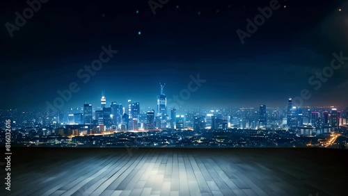 cityscape and skyline night from empty floor photo