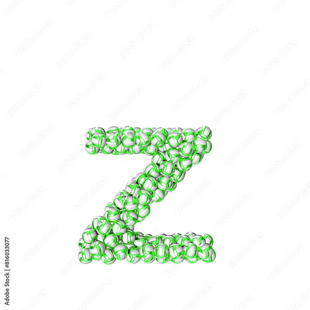Symbol made of green volleyballs. letter z