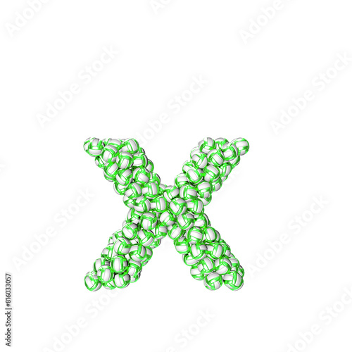 Symbol made of green volleyballs. letter x