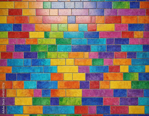 brick wall background in rainbow colors pride