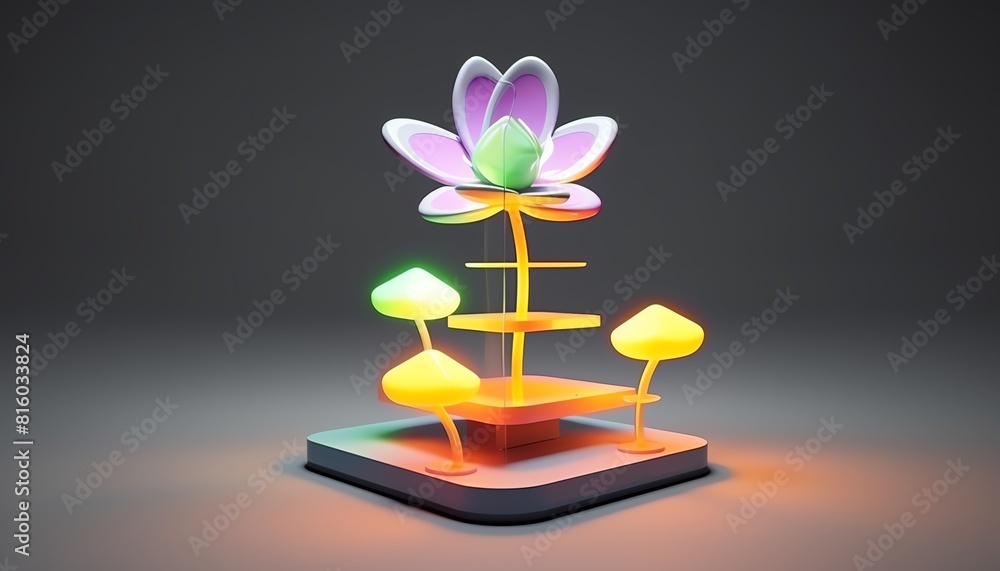 showcase product podium, random theme 3D spring flower