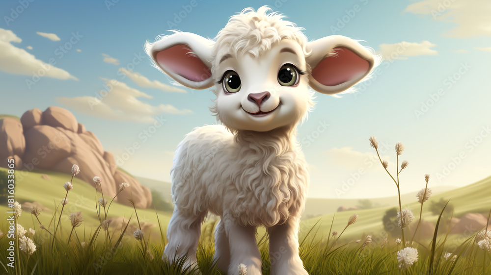 Cute cartoon of a baby sheep for illustrations for children Cute cartoon of a baby sheep for illustrations for children